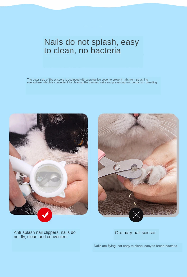 Splash-Proof Pet Nail Clipper with Built-in File for Cats & Dogs
