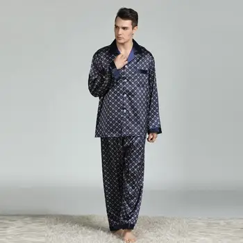 Men Sleepwear Pajama Set New Long-sleeved Printed Foreign Trade Home Service Silk Pajamas Suit пижама домашняя #2N04
Men Sleepwear Pajama Set New Long-sleeved Printed Foreign Trade Home Service Silk Pajamas Suit пижама домашняя #2N04