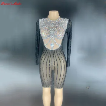 Rhinestones women Dress Black Dress Sexy Nightclub Long Sleeve Full Stones One-piece Dancer Costume Birthday Party Sexy Dress
Rhinestones women Dress Black Dress Sexy Nightclub Long Sleeve Full Stones One-piece Dancer Costume Birthday Party Sexy Dress