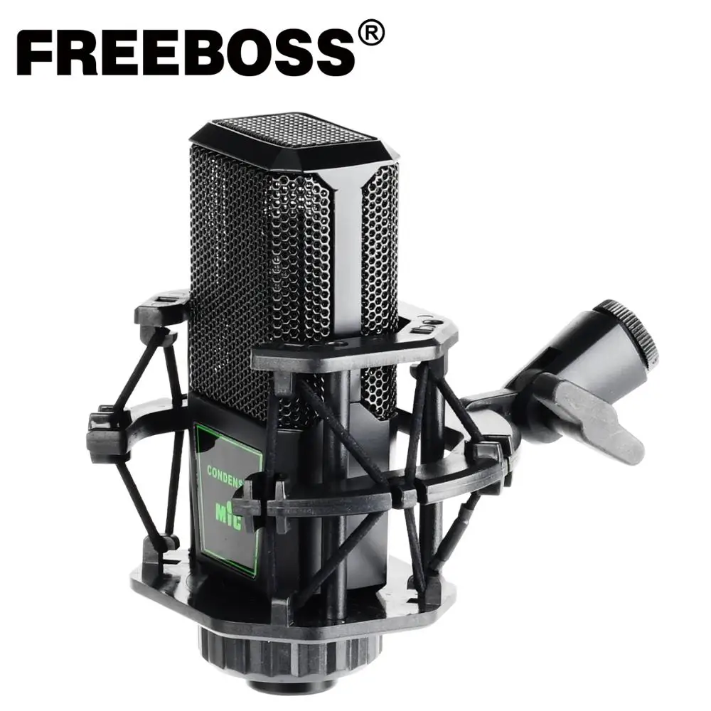 FREEBOSS CM-10 Professional condenser microphone with Shock Mount for PC Radio Broadcasting Sing Recording Chorus Condenser Mic.
FREEBOSS CM-10 Professional condenser microphone with Shock Mount for PC Radio Broadcasting Sing Recording Chorus Condenser Mic.