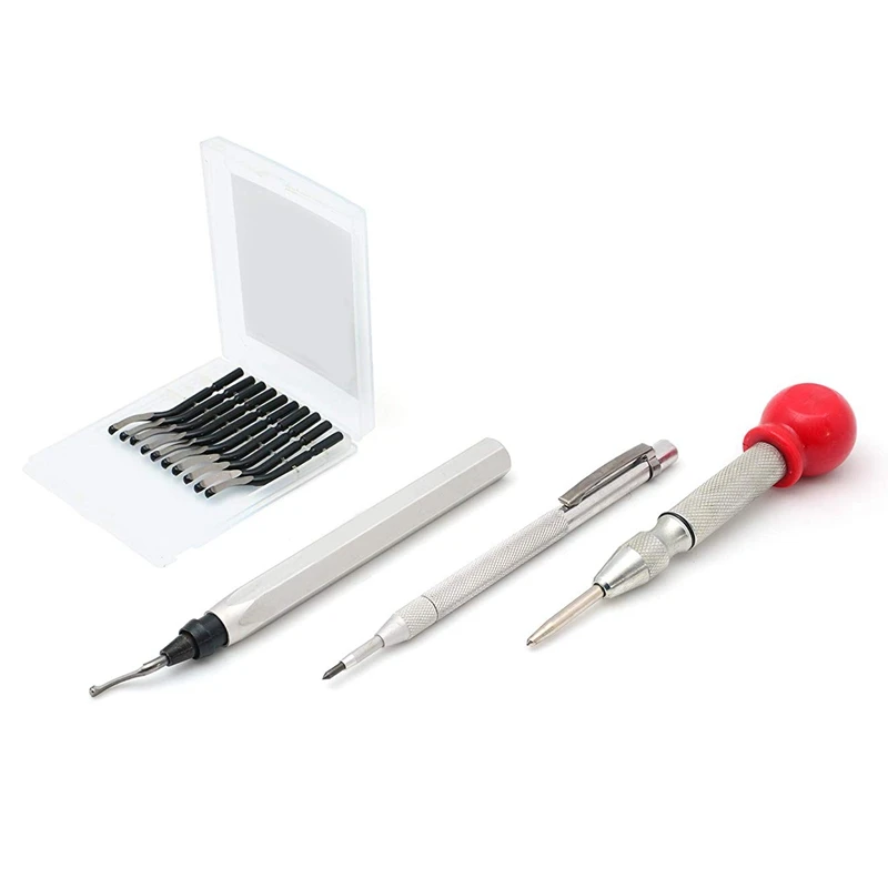 Deburring Tool Kit,Tool Thickening Tool with Blade + 10 Extra Blades + Dash + Auto Center Punch
Deburring Tool Kit,Tool Thickening Tool with Blade + 10 Extra Blades + Dash + Auto Center Punch