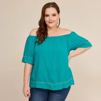 New L-4XL Plus Size Green Solid Off The Shoulder Loose Tops Tees Women 2020 Fashion Leisure Casual Summer Top 2XL 3XL 4XL Top
New L-4XL Plus Size Green Solid Off The Shoulder Loose Tops Tees Women 2020 Fashion Leisure Casual Summer Top 2XL 3XL 4XL Top