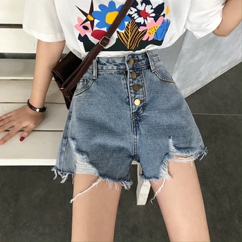 New Summer Shorts Women Fashion High Waist Ripped Denim Hot Pants Vintage Loose High Waist Tassel Single-breasted Denim Shorts
New Summer Shorts Women Fashion High Waist Ripped Denim Hot Pants Vintage Loose High Waist Tassel Single-breasted Denim Shorts