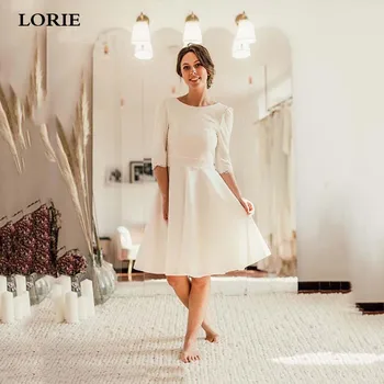 LORIE Simple Ankle Length boho Wedding Dress 2020 Satin A-line Lace Bride Gowns Short Beach Wedding Gown
LORIE Simple Ankle Length boho Wedding Dress 2020 Satin A-line Lace Bride Gowns Short Beach Wedding Gown