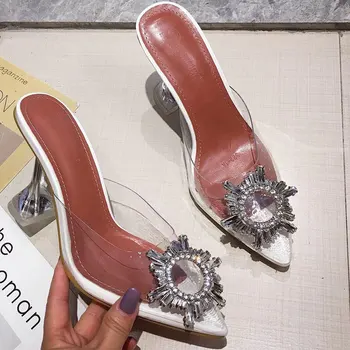 Size 35-41 White PVC Jelly Women Sandals Elegant Pointed Toe Rhinestone High Heels Wedding Shoes Sun Crystal High Heels Pumps Mu 
Size 35-41 White PVC Jelly Women Sandals Elegant Pointed Toe Rhinestone High Heels Wedding Shoes Sun Crystal High Heels Pumps Mu