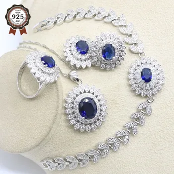 925 Sterling Silver Bridal Jewelry Blue Sapphire Jewelry Sets For Women Hoop Earrings Necklace Ring Pendant Bracelets
925 Sterling Silver Bridal Jewelry Blue Sapphire Jewelry Sets For Women Hoop Earrings Necklace Ring Pendant Bracelets