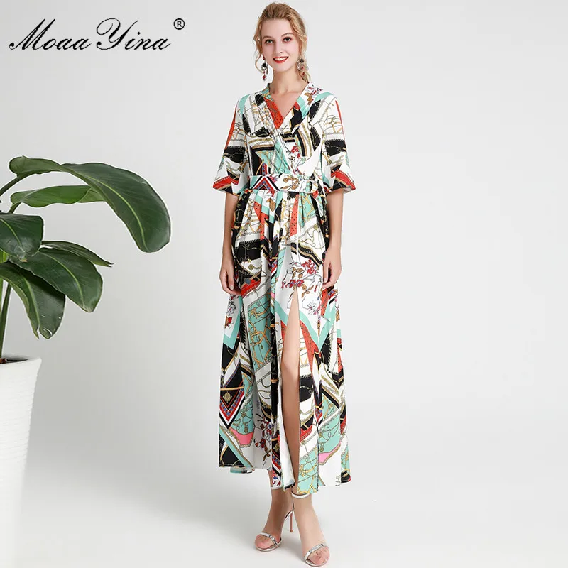 MoaaYina Fashion Designer Dresses Spring Women's Half Sleeve High End Noble Indie Fork Print High Split Ankle Length dress
MoaaYina Fashion Designer Dresses Spring Women's Half Sleeve High End Noble Indie Fork Print High Split Ankle Length dress