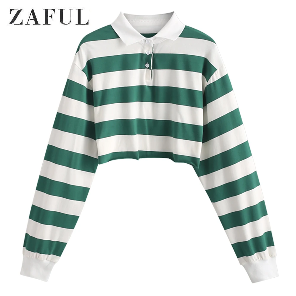 Zaful Autumn Striped Women Causal Sweatshirts Lapel Half Button Long Sleeve Female Tops Two Tone Patchwork Loose Short Pullovers
Zaful Autumn Striped Women Causal Sweatshirts Lapel Half Button Long Sleeve Female Tops Two Tone Patchwork Loose Short Pullovers