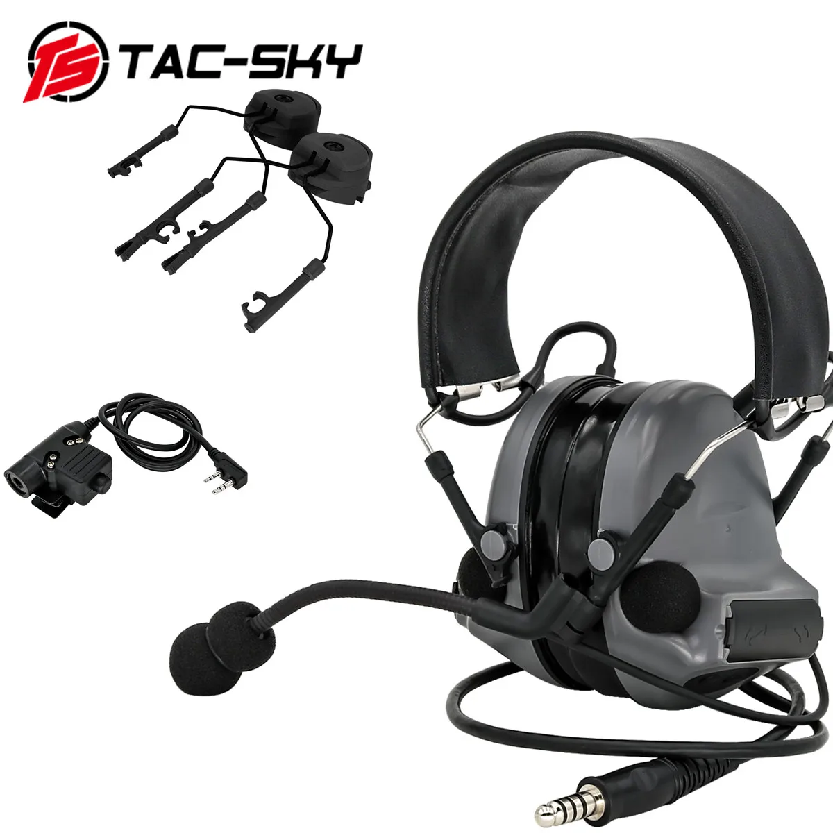 TAC-SKY tactical noise reduction shooting headset COMTAC II headset + tactical PTT U94 PTT+ARC helmet track comtac bracket GRAY
TAC-SKY tactical noise reduction shooting headset COMTAC II headset + tactical PTT U94 PTT+ARC helmet track comtac bracket GRAY
