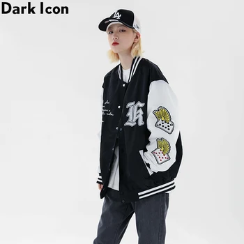 DARK ICON Poker Printed Jacket Single Button Embroidery Baseball Jackets Women V-neck Street Fashion Couple Clothing
DARK ICON Poker Printed Jacket Single Button Embroidery Baseball Jackets Women V-neck Street Fashion Couple Clothing