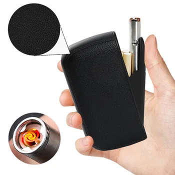 PU Leather Cigarette Case With USB Plasma Arc Lighter Hold 10pcs Cigarette Box Storage Holder Container Electric Turbo Lighters
PU Leather Cigarette Case With USB Plasma Arc Lighter Hold 10pcs Cigarette Box Storage Holder Container Electric Turbo Lighters