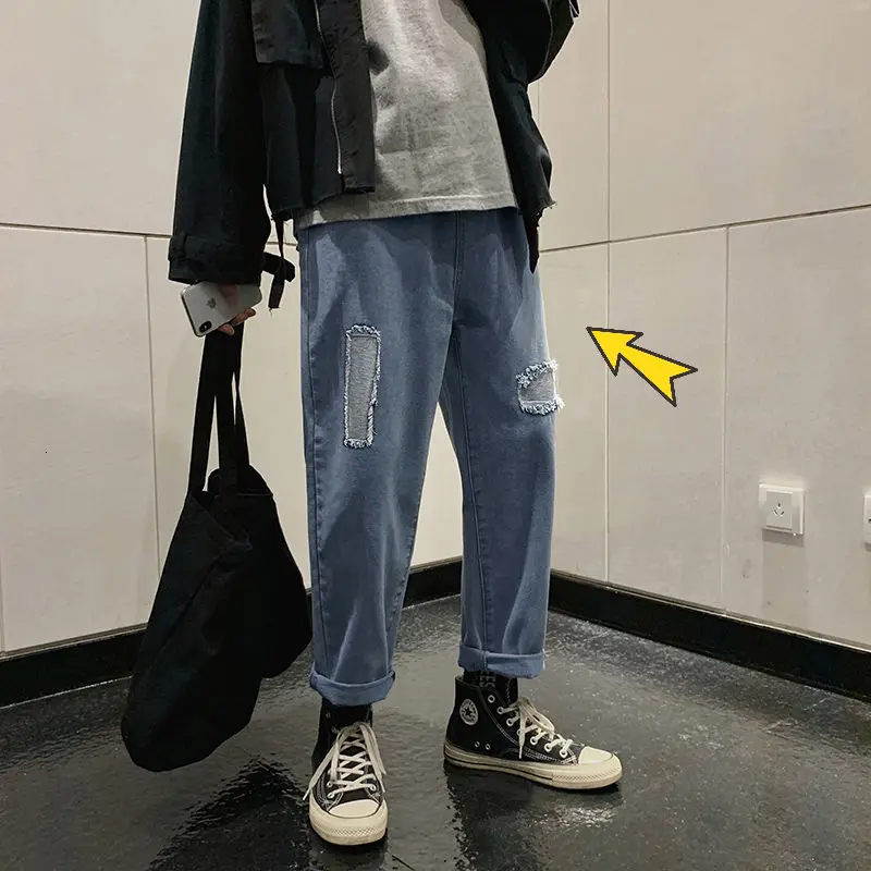 2020 Spring And Autumn New Youth Fashion Loose Stitching Patch Design Sense Of Ripped Jeans Fashion Casual Straight-leg Pants
2020 Spring And Autumn New Youth Fashion Loose Stitching Patch Design Sense Of Ripped Jeans Fashion Casual Straight-leg Pants
