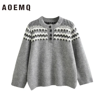 AOEMQ Casual Pullover Gray Embroidery Irregular Pattern Sweaters Single Breasted Button Wide Waist Loose Sweater Women Clothing
AOEMQ Casual Pullover Gray Embroidery Irregular Pattern Sweaters Single Breasted Button Wide Waist Loose Sweater Women Clothing