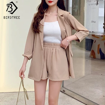 2020 Summer New Women's Blazer Suits Two Pieces Set Single Button Notched Tops Pockets Elastic Waist Shorts S04611K
2020 Summer New Women's Blazer Suits Two Pieces Set Single Button Notched Tops Pockets Elastic Waist Shorts S04611K