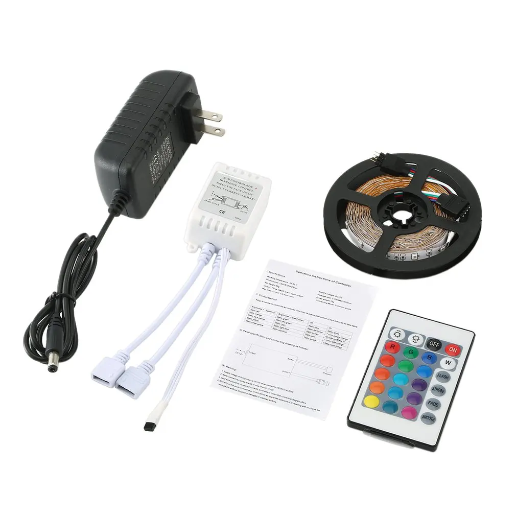 Super 5m SMD 2835 RGB 300 LED color change kit with elastic strip light + 24 key infrared remote control + power supply
Super 5m SMD 2835 RGB 300 LED color change kit with elastic strip light + 24 key infrared remote control + power supply