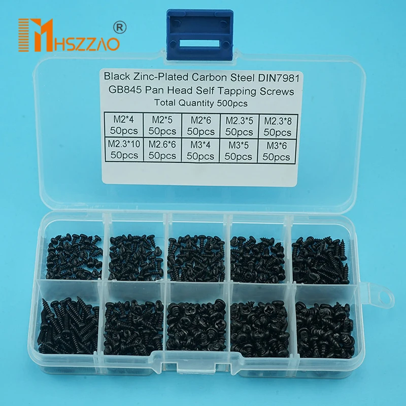 500pcs/set M2 M2.3 M2.6 M3 Mix Pa Phillips Head Micro Screws Round Head Self-tapping Electronic Small Wood Screws Kit
500pcs/set M2 M2.3 M2.6 M3 Mix Pa Phillips Head Micro Screws Round Head Self-tapping Electronic Small Wood Screws Kit