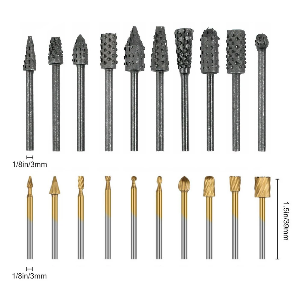 20Pcs Rotary Burrs Set Steel Rotary Burr Set 1/8" Handle Wood Grinding Rasp Drill Bits Tool For Woodworking Drill Bits Tool
20Pcs Rotary Burrs Set Steel Rotary Burr Set 1/8" Handle Wood Grinding Rasp Drill Bits Tool For Woodworking Drill Bits Tool