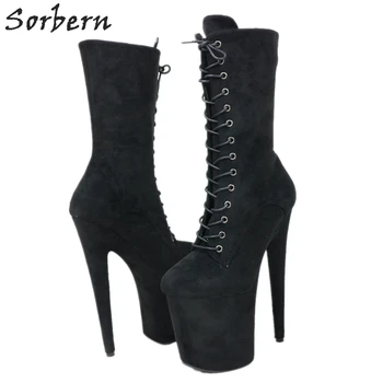 

Sorbern Mid Calf Boots Women Faux Suede Platform Pole Dancing Shoes For Exotic Dancer Stripper 8 Inch High Heel Boots Custom