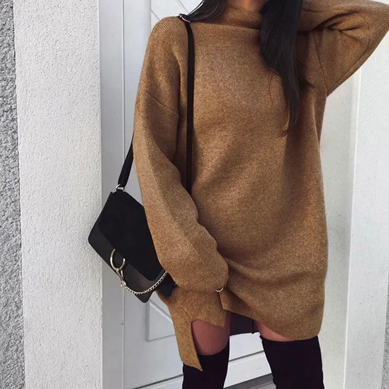Winter Long Sleeve Women Sweater Dress Fashion Turtleneck Knitted Dresses Casual Plus Size Mini Dress
Winter Long Sleeve Women Sweater Dress Fashion Turtleneck Knitted Dresses Casual Plus Size Mini Dress