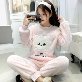 autumn Winter Long Sleeve Coral Velvet Pyjama Girls pink Cartoon Thick Warm Flannel Pajamas Sets for Women Homewear Pijama Mujer
autumn Winter Long Sleeve Coral Velvet Pyjama Girls pink Cartoon Thick Warm Flannel Pajamas Sets for Women Homewear Pijama Mujer