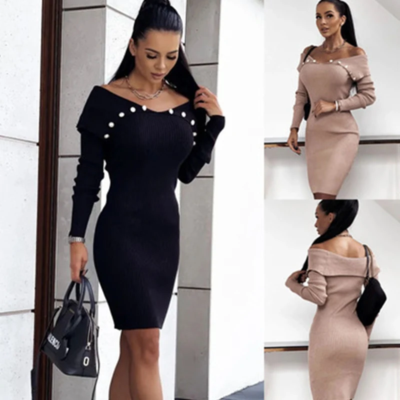 2021 autumn and winter new European and American women's knitted solid color one-shoulder Short Mini dress
2021 autumn and winter new European and American women's knitted solid color one-shoulder Short Mini dress