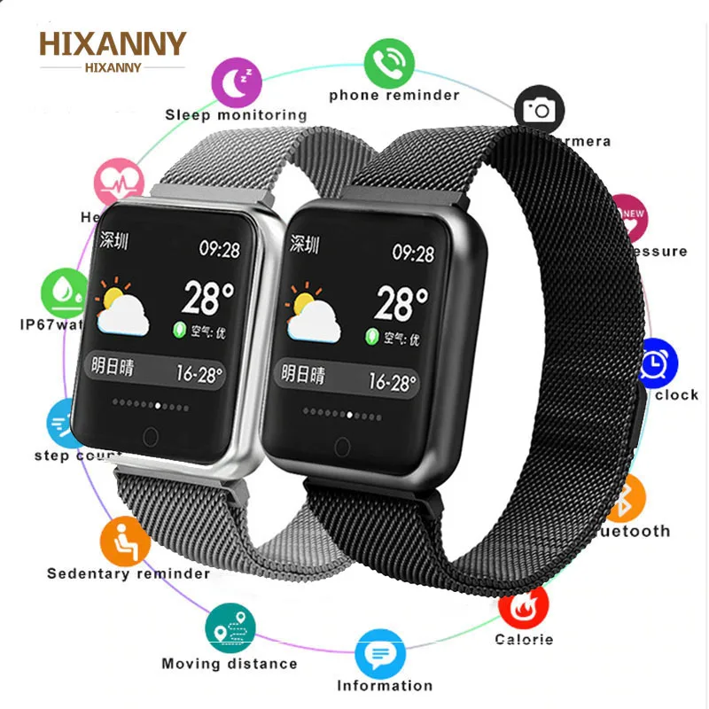 Smart Watch P68 Sports IP68 fitness bracelet activity tracker heart rate monitor blood pressure for ios Android apple iPhone 6 7 |