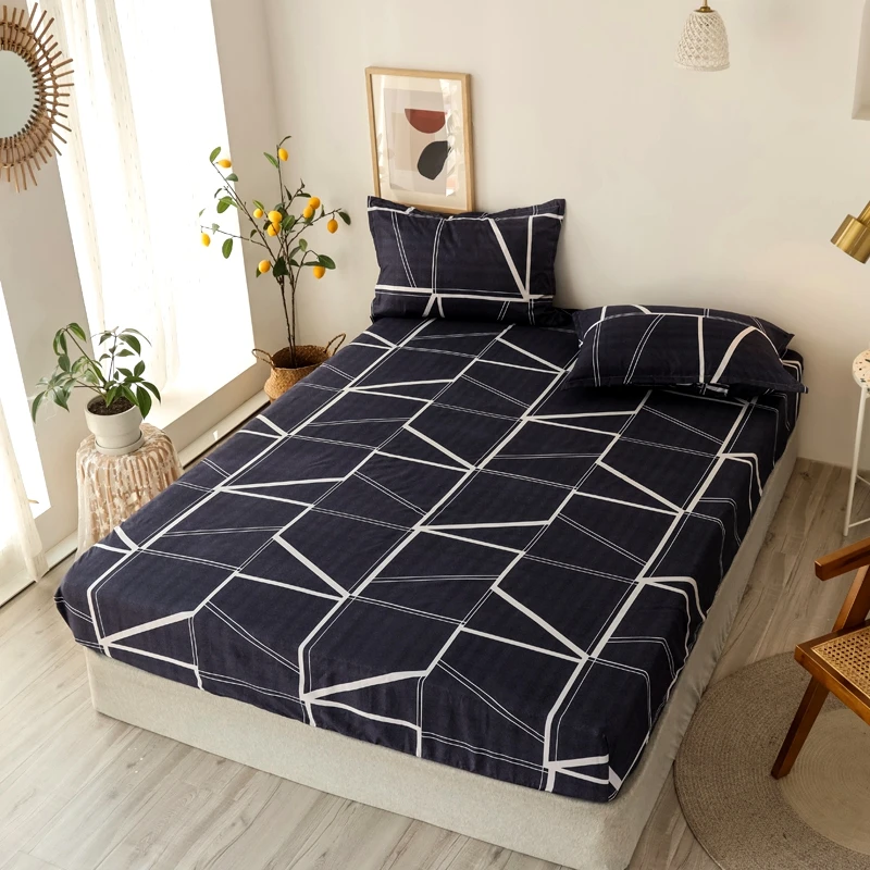3 pcs Fitted Bed Sheets Single drap de lit Geometric Pattern Stitching Mattress Cover with elastic For Double Bed Sheet
3 pcs Fitted Bed Sheets Single drap de lit Geometric Pattern Stitching Mattress Cover with elastic For Double Bed Sheet