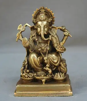 4" Tibet Brass Seat Ganesh Lord Ganesha Elephant God Buddha Figure Statue
4" Tibet Brass Seat Ganesh Lord Ganesha Elephant God Buddha Figure Statue