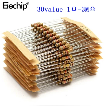 300pcs 30value Rang 1ohm-3M ohm 1/2W Carbon Film Metal Resistors Assortment Kit Set NEW 30 Values Resistor Hot Sale
300pcs 30value Rang 1ohm-3M ohm 1/2W Carbon Film Metal Resistors Assortment Kit Set NEW 30 Values Resistor Hot Sale