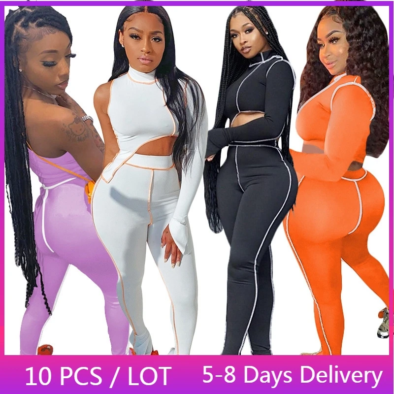 Wholesale Items Ribbed Tracksuit Women Streetwear One Shoulder Crop Top Flare Pants Set Autumn Casual Outfits for Women Fitness
Wholesale Items Ribbed Tracksuit Women Streetwear One Shoulder Crop Top Flare Pants Set Autumn Casual Outfits for Women Fitness