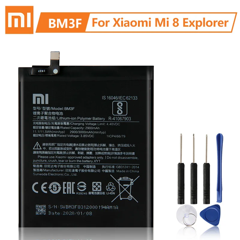 100% Original Xiaomi BM3F Replacement Battery For Xiaomi 8 Mi 8 Explorer / Mi8 Pro 2900mAh Large Capacity Battery Free Tools
100% Original Xiaomi BM3F Replacement Battery For Xiaomi 8 Mi 8 Explorer / Mi8 Pro 2900mAh Large Capacity Battery Free Tools