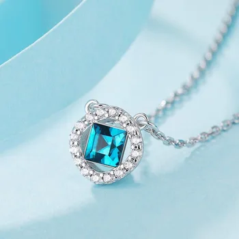 Sweet Blue CZ Zircon Stone Clavicle Chokers Necklaces for Girl Birthday Party Gift 925 Sterling Silver Pendants Necklace Jewelry
Sweet Blue CZ Zircon Stone Clavicle Chokers Necklaces for Girl Birthday Party Gift 925 Sterling Silver Pendants Necklace Jewelry