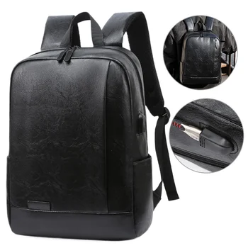 Men's Backpack PU Leather Waterproof USB Charging Lightness Black Back Bags Laptop Travel School Outdoor Bagpacks Man 
Men's Backpack PU Leather Waterproof USB Charging Lightness Black Back Bags Laptop Travel School Outdoor Bagpacks Man