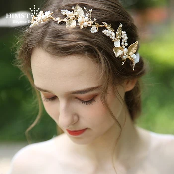HIMSTORY Delicate Gold Leaf Women Prom Headpiece Hairband Pearl Bridal Tiara Headband Handmade Wedding Accessorie Hair Jewelry
HIMSTORY Delicate Gold Leaf Women Prom Headpiece Hairband Pearl Bridal Tiara Headband Handmade Wedding Accessorie Hair Jewelry