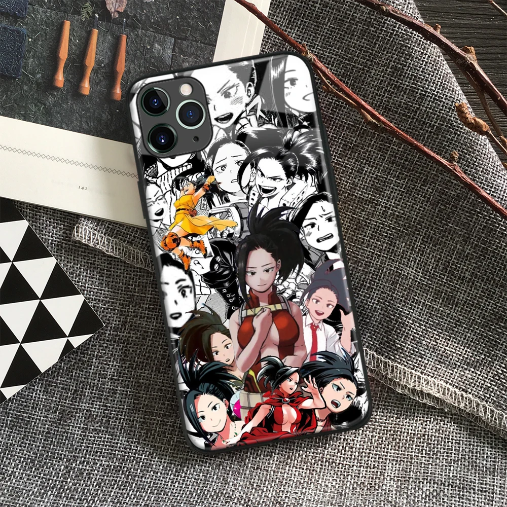 Momo Yaoyorozu My Hero Academia Anime Soft Silicon Glass Phone Case for IPhone SE 6s 7 8 Plus X Xr Xs 11 12 Mini Pro Max Samsung | Мобильные