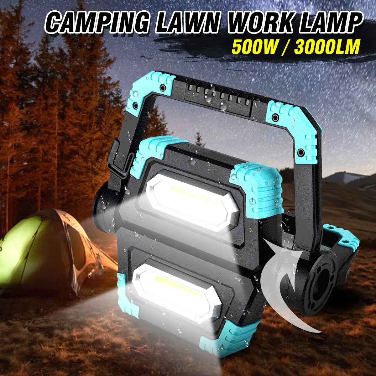 500W Cob Work Light Led Portable Spotlight 3000LM Super-Bright USB lantern Camping Outdoor Lighting rechargeable Led Flashlight
500W Cob Work Light Led Portable Spotlight 3000LM Super-Bright USB lantern Camping Outdoor Lighting rechargeable Led Flashlight