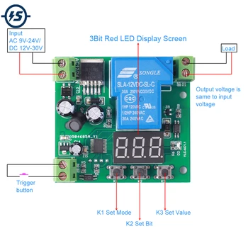High Level Trigger Controller Delay Relay Module Countdown Timer AC 9V-24V DC 12V-30V
High Level Trigger Controller Delay Relay Module Countdown Timer AC 9V-24V DC 12V-30V