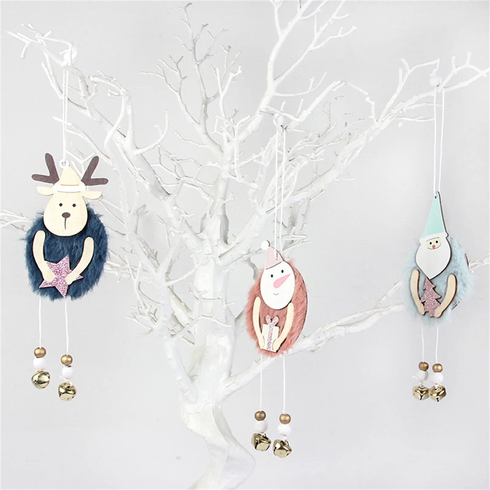3pcs Christmas Wooden Small Pendants Ornaments Tree Scene Decoration Xmas Hanging Gifts Noel | Дом и сад
