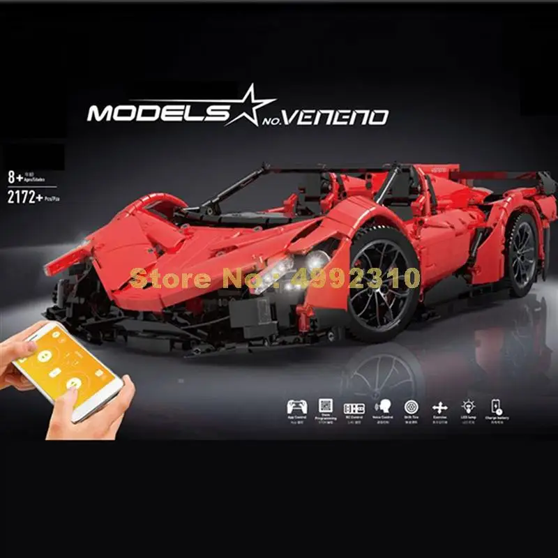 13079 2172pcs technic app rc remote control racing car moc-10559 roadster motor function building blocks Bricks Toy
13079 2172pcs technic app rc remote control racing car moc-10559 roadster motor function building blocks Bricks Toy