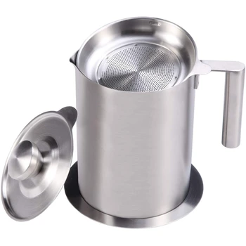 All 304 Stainless Steel Grease Strainer and Container-1.5L Quart Large Oil Storage Pot Grease Keeper with Dust-Proof Lid
All 304 Stainless Steel Grease Strainer and Container-1.5L Quart Large Oil Storage Pot Grease Keeper with Dust-Proof Lid