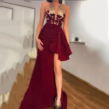 Eightree Burgundy Lace Mermaid Evening Dresses Arabic Long Sequins Satin Formal Dress High Split Asymmetrical Formal Party Gown
Eightree Burgundy Lace Mermaid Evening Dresses Arabic Long Sequins Satin Formal Dress High Split Asymmetrical Formal Party Gown