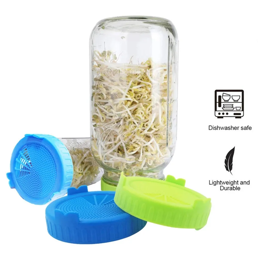 

Sprouting lids,Plastic Sprout Cover Kit with Mesh for Wide Mouth Mason Jars,Suit for Grow Bean Sprouts, Broccoli Seedsï¼ŒAlfalfa