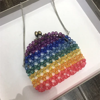 INS Rainbow Handbag Beads Bag Colorful Net Kiss Lock Evening BagTote Handbag Women Shoulder Bag Handmade Female Bucket Bag
INS Rainbow Handbag Beads Bag Colorful Net Kiss Lock Evening BagTote Handbag Women Shoulder Bag Handmade Female Bucket Bag