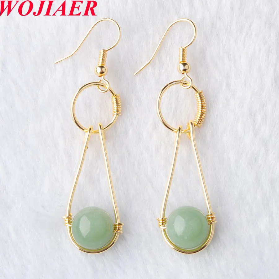 Plated Gold Jewellery for Female Long Earrings Hook Dangle Natural Aventurines Stone Round Beads Pendant Earring WOJIAER PR8052
Plated Gold Jewellery for Female Long Earrings Hook Dangle Natural Aventurines Stone Round Beads Pendant Earring WOJIAER PR8052