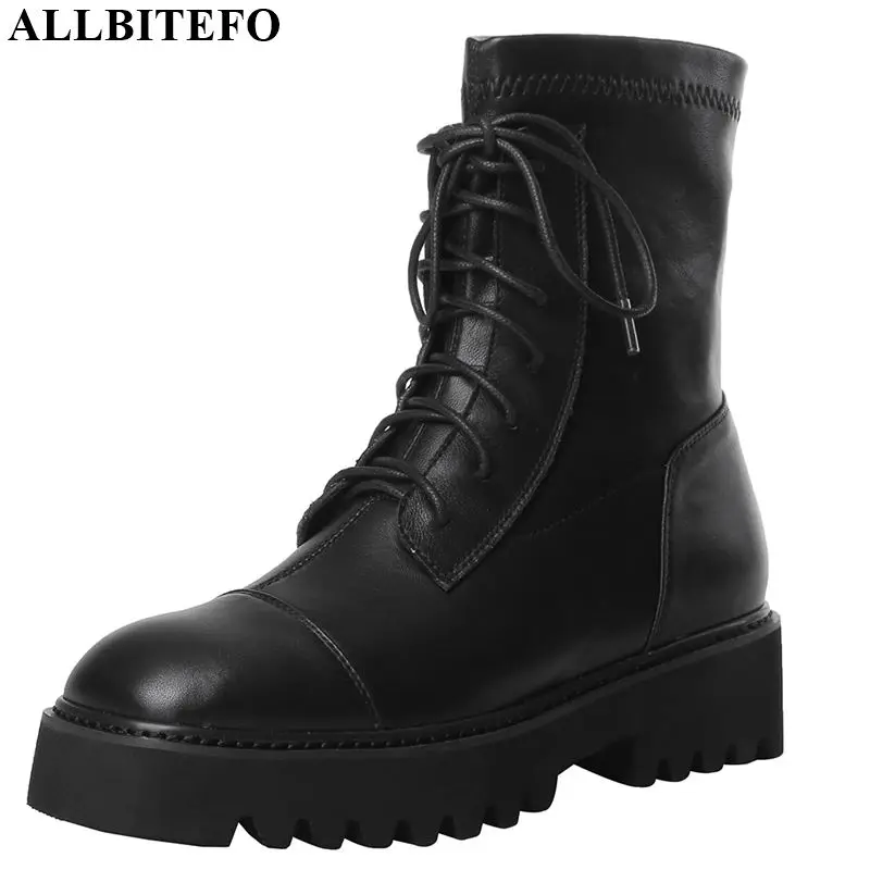 ALLBITEFO natural genuine leather+Elastic material women boots autumn winter Frenulum ankle boots simple style Martin boots
ALLBITEFO natural genuine leather+Elastic material women boots autumn winter Frenulum ankle boots simple style Martin boots