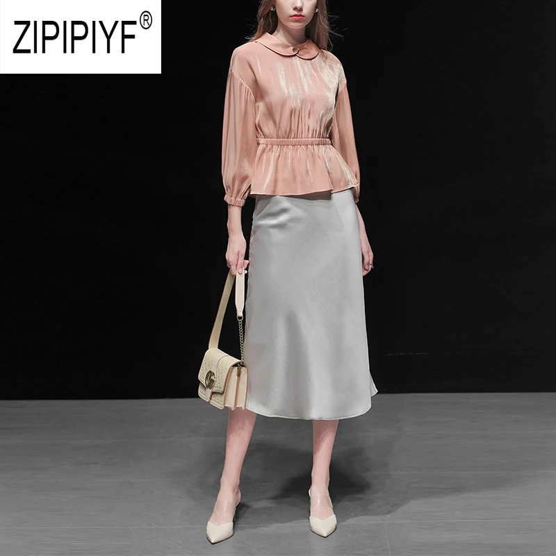 Euro Style Fashion Women Sets Doll Neck Hollow Out Slim Long Sleeve Blouse Top Silver A-Line Long Casual Autumn Skirts Z2207
Euro Style Fashion Women Sets Doll Neck Hollow Out Slim Long Sleeve Blouse Top Silver A-Line Long Casual Autumn Skirts Z2207