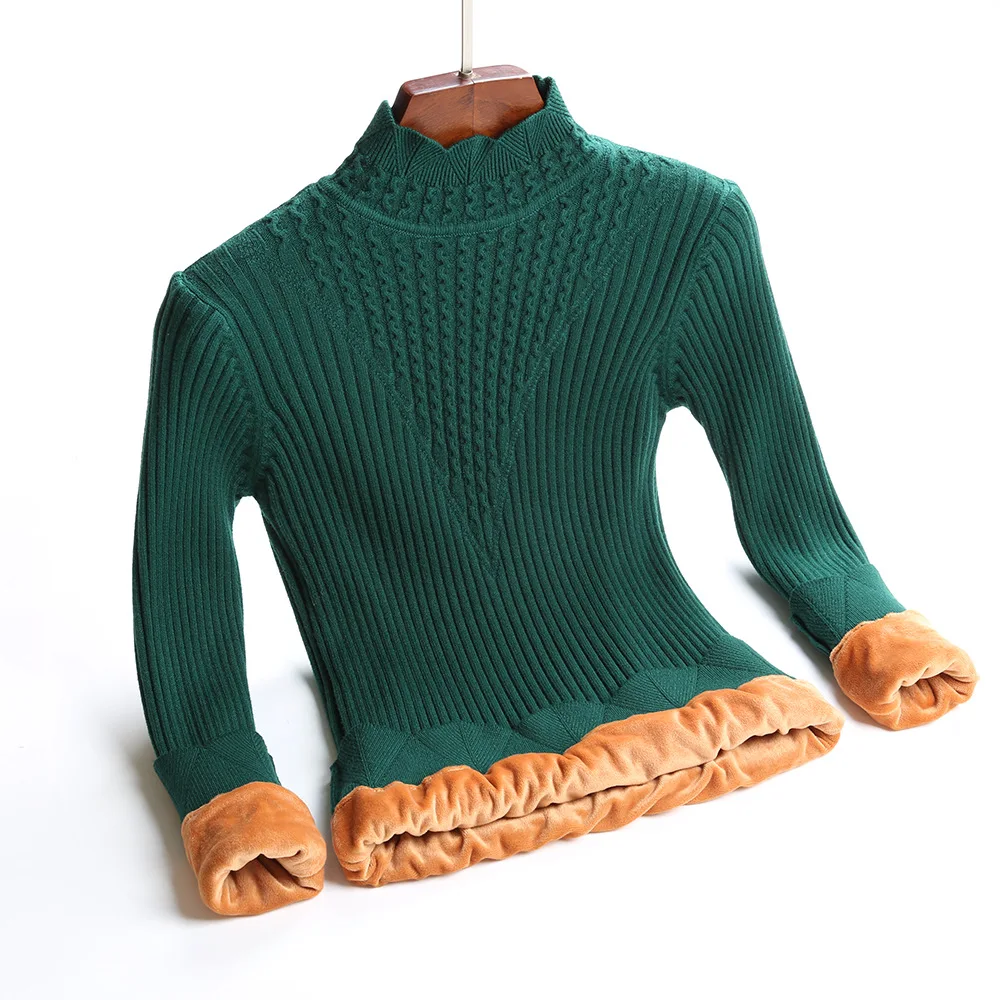 Фото Толстый Теплый Женский пуловер размера плюс M-XL модный вязаный джемпер с