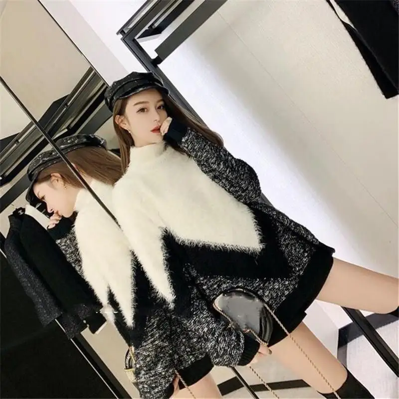 Women Turtleneck Knitted Sweater Autumn Winter Cashmere Jumper Fashion Patchwork Sweater And Pullover Femme Pull
Women Turtleneck Knitted Sweater Autumn Winter Cashmere Jumper Fashion Patchwork Sweater And Pullover Femme Pull