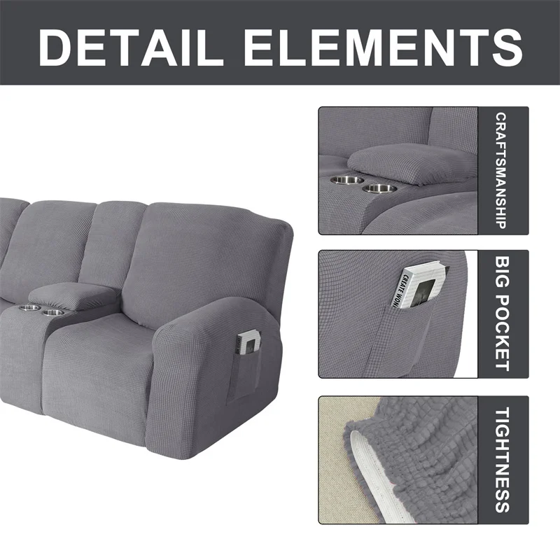 Housse extensible pour fauteuil inclinable 3 places, avec porte-gobelet, en polaire, pour salon Housse extensible pour fauteuil inclinable 3 places, avec porte-gobelet, en polaire, pour salon