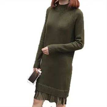 Women's Autumn And Winter Solid Color Half-High Collar Hedging Mid-Length Loose Over The Knee Thin Stitching Knitted Skirt 
Women's Autumn And Winter Solid Color Half-High Collar Hedging Mid-Length Loose Over The Knee Thin Stitching Knitted Skirt